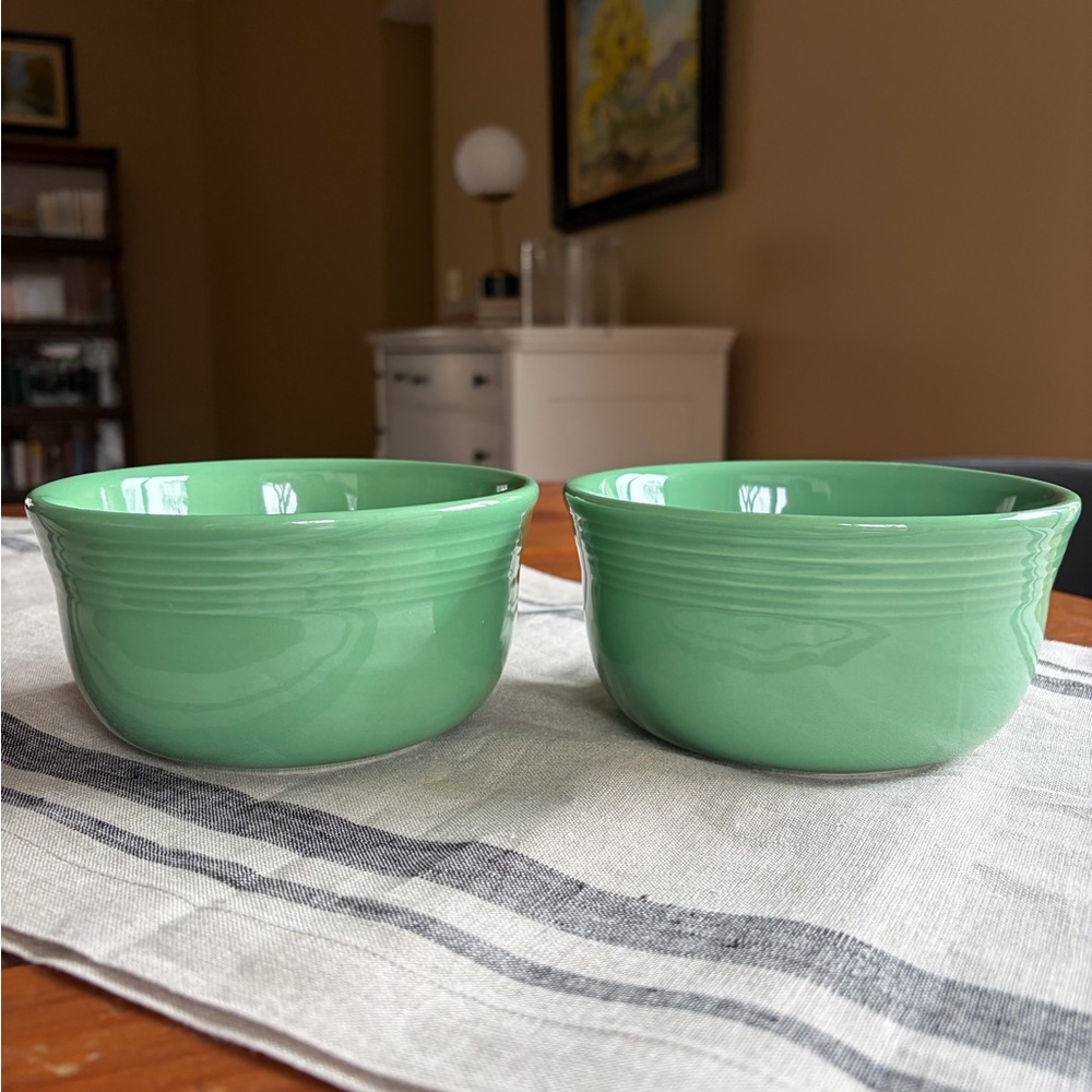 Pair of fiesta ware Gusto bowls. Meadow Green.
